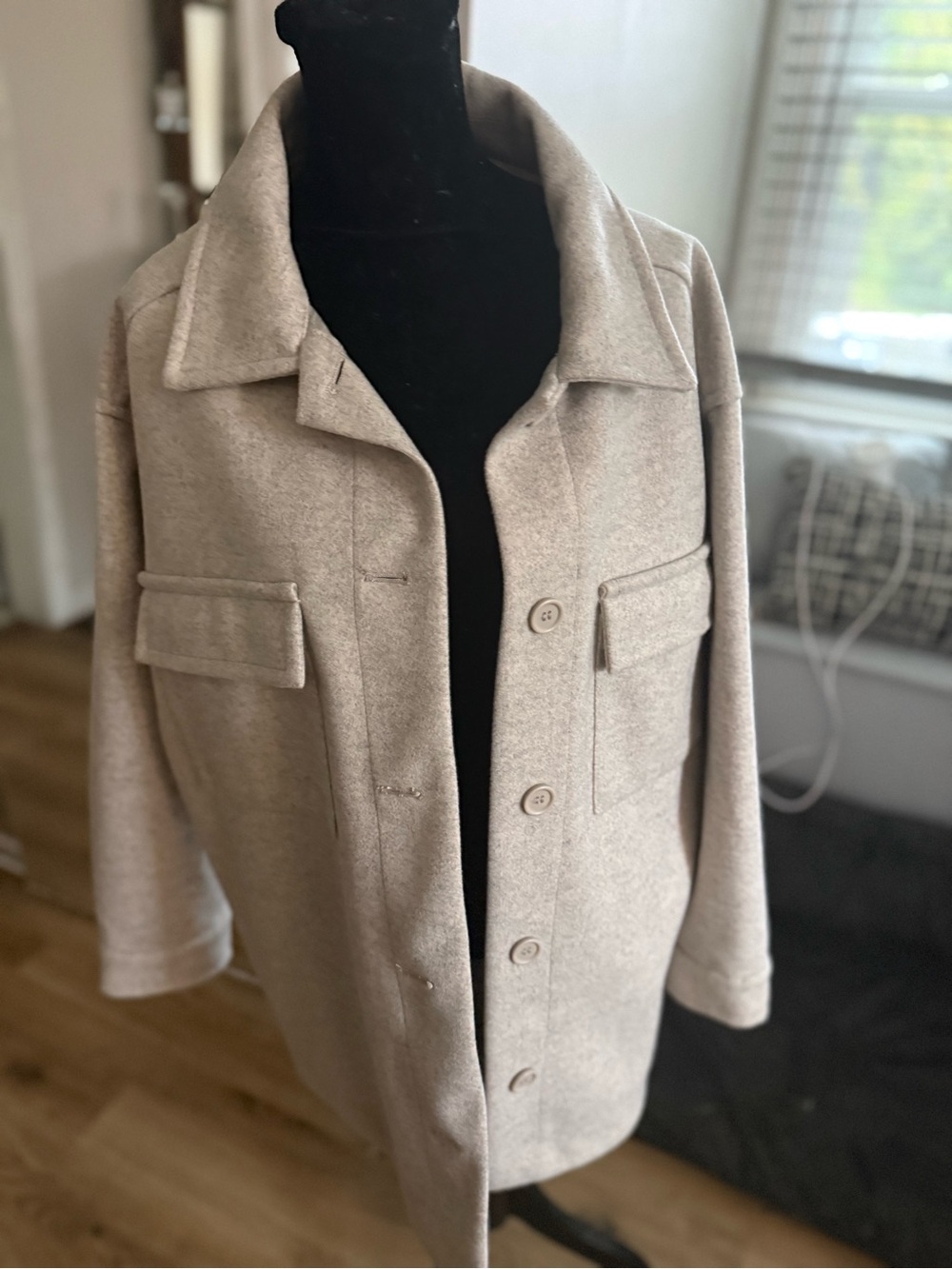Max Studio Neutral Beige Pea Coat